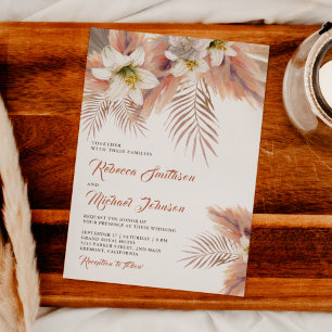 Convites Lírio Branco Floral Palma Terrosa Pampas Casamento