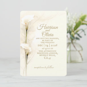 Convites Lírio-de-água Branco Cala Aquarela Floral Casament