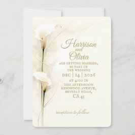 Convites Lírio-de-água Branco Cala Aquarela Floral Casament