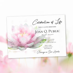 Convites Lírio de Água Rosa Aquarela Celebração da Vida