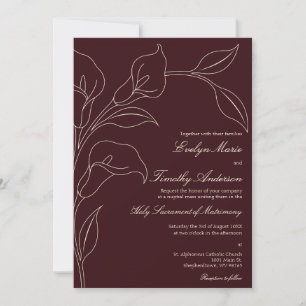 Convites Lírio de Cala Roxo Fundo Elegante Casamento Católi