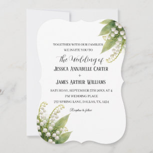 Convites Lírio do Vale Casamento Floral em Aquarela Branco