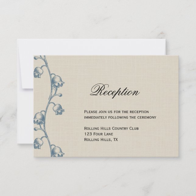 Convites Lírio do Vale em Linho Bege Casamento Recepção (Frente)