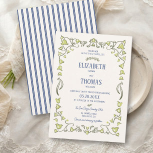 Convites Lírio do Vale Vintage Nouveau Floral Casamento