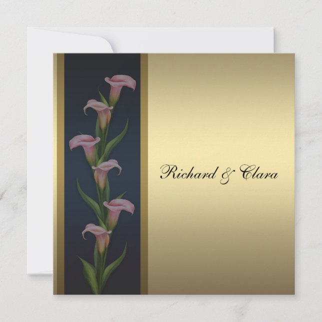 Convites Lírio Dourado de 50º Aniversário Dourado (Frente)