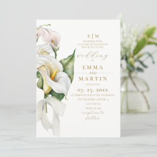 Convites Lírio Elegante Floral Casamento Aquarela