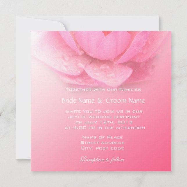 Convites Lírio rosa elegante e rosa em casamento rosa (Frente)
