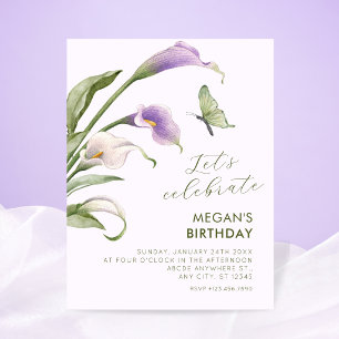 Convites Lírio roxo floral aniversário