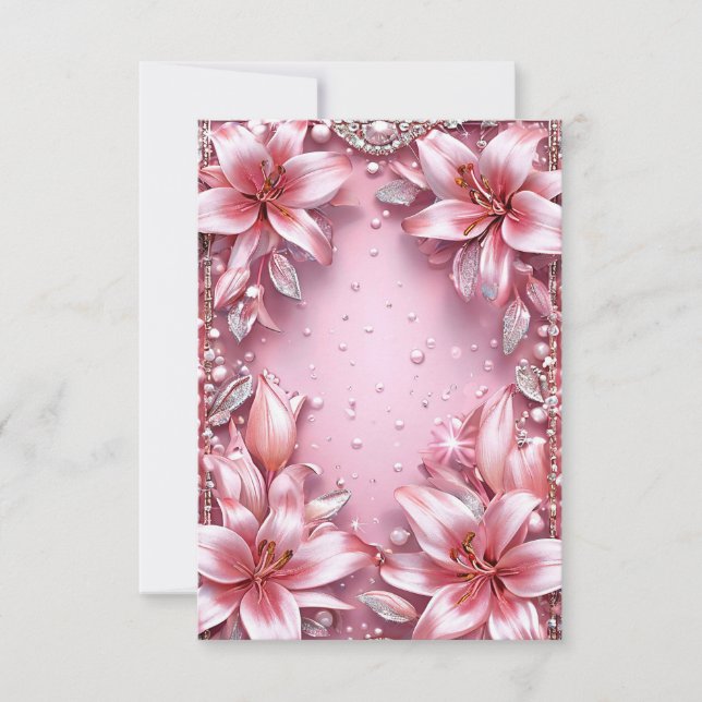 Convites Lírios cor-de-rosa deliciosos (Frente)
