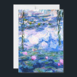 Convites Lírios de Água Rosa Monet<br><div class="desc">Um cartão de convite para lírios cor-de-rosa monet com lírios de água rosa lindos flutuando num lago azul calmo com almofadas de lírios. Um presente de Monet excelente para fãs do impressionismo e da arte francesa. Inimpressionismo sereno na natureza com lindas flores e paisagem de lagoas cênicas.</div>