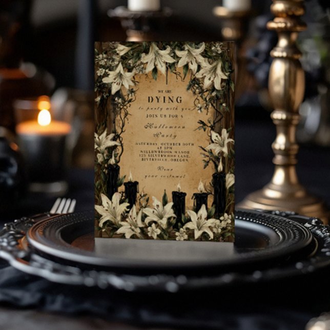 Convites Lírios escuros e caixões na noite das bruxas (Criador carregado)