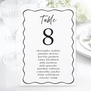 Convites Lista de Assentos de Casamento Moldura Ondulada Nú
