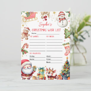 Convites Lista de Desejos de Natal do Papai Noel