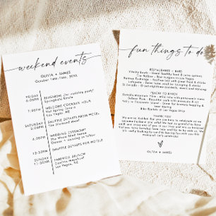Convites Lista de Eventos de Casamento de Fim de Semana, Ca