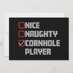 Convites Lista de Jogadores de Cornhole Nice Naughty Natal 