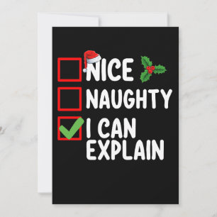 Convites Lista de Natal Nice Naughty I Can Explain Férias