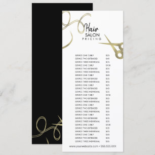 Convites Lista de Preços de Flyer de Salão de Cabelo Dourad