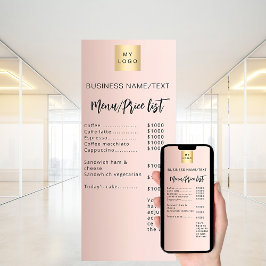 Convites Lista de preços de menu de negócios rosa ouro