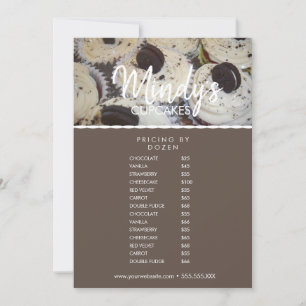 Convites Lista de Preços de Panificação Caseira de Cupcakes