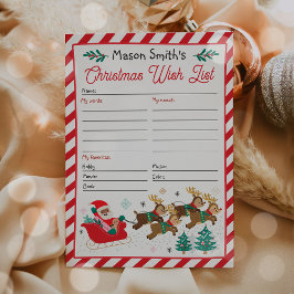 Convites Lista Personalizada de Desejos de Natal do Papai N