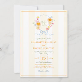 Convites Listra Amarela Crista Floral Monograma Casamento P