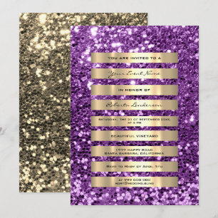 Convites Listra Dourada Champagne Blush Violet Roxo