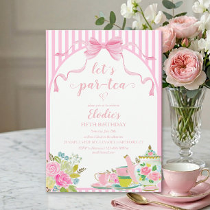 Convites Listra Floral Rosa Vamos Par-tea Aniversário