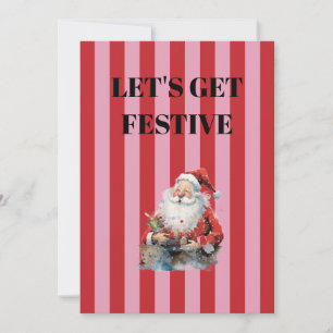 Convites Listra rosa e vermelha, Papai Noel