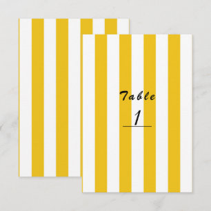 Convites Listras amarelas e brancas Número da mesa listrada