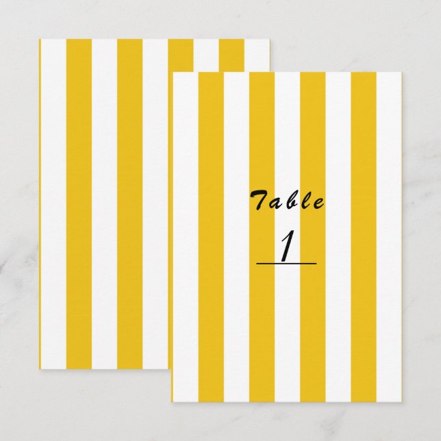 Convites Listras Amarelas e Brancas Número de Mesa Xadrez M (Frente/Verso)