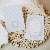 Listras Azuis de Renda Vintage Casamento Old Money