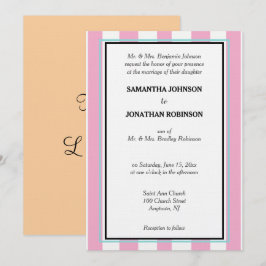 Convites Listras Azuis Espumosas Rosa Branco Amor Casamento