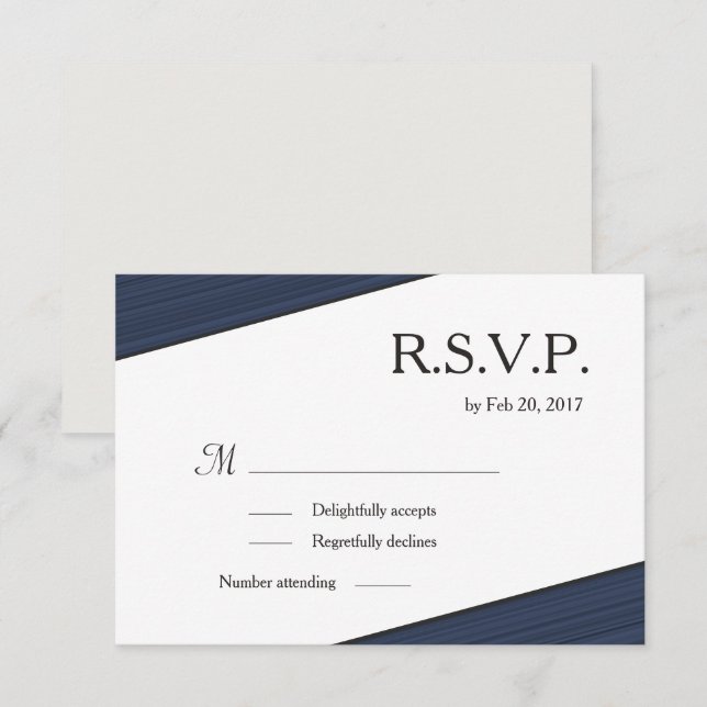 Convites Listras azul marinho branco cinza minimalista rsvp (Frente/Verso)