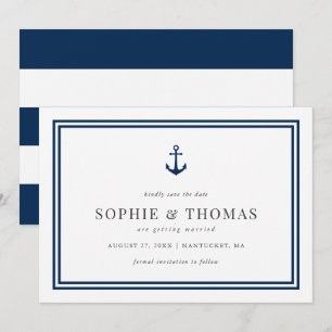 Convites Listras brancas de Âncora de cores editáveis Sal