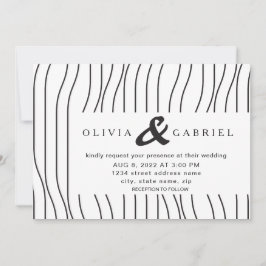 Convites Listras brancas na moda pretas. Modern Wedding