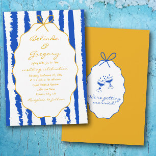 Convites Listras Caprichosas Casamento Pintado à Mão Escrit