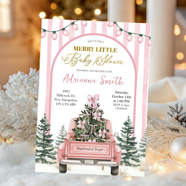 Convites Listras Caprichosas Rosa Chuvinha de Amor de Bebê (Criador carregado)