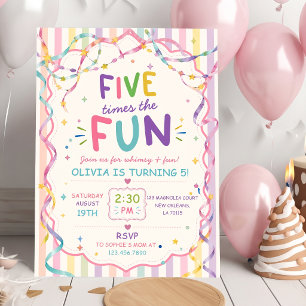 Convites Listras Cinco Vezes O Aniversário Colorido