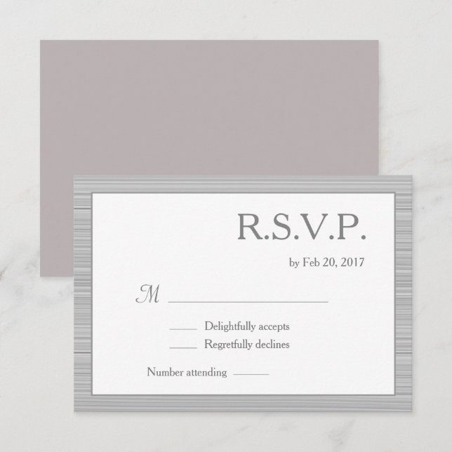 Convites Listras cinza branco minimalista rosa bege RSVP (Frente/Verso)