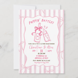 Convites Listras cor-de-rosa Chá de fraldas de frascos com 