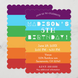 Convites Listras de Arco-Íris Diversão Festa de Aniversário