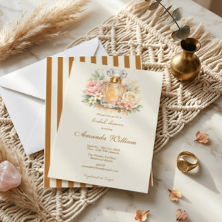 Convites Listras de Laranja Queimada Perfume Floral Chá de 