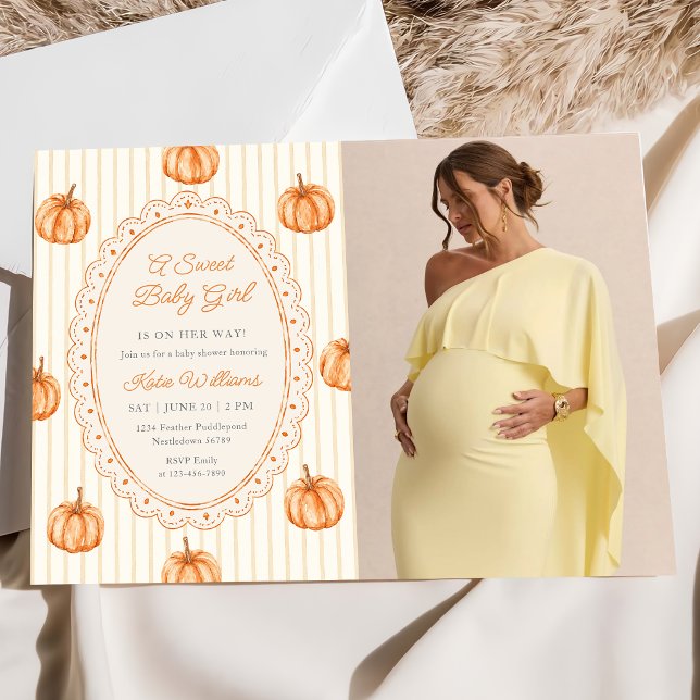 Convites Listras de Outono Pequeno Pumpkin Doce Chuvada de  (Criador carregado)