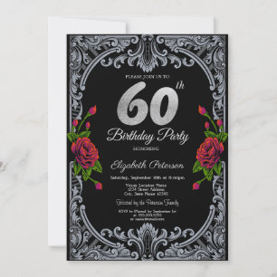 Convites Listras de Rosas Vermelhas Elegantes Gótico Aniver