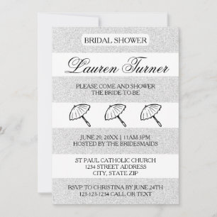 Convites Listras de Silver&White - chá de panela