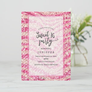 Convites Listras de Zebra com Glitter Rosa Menina