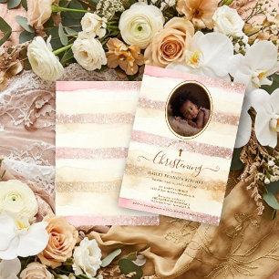 Convites Listras Delicadas com Brilho Românticas Bebê Batiz