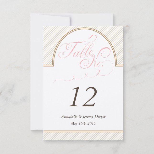 Convites Listras Douradas Clássicas Número da Mesa (Frente)