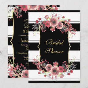 Convites Listras Elegantes Florais Watercolor Noivas