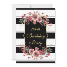 Listras Elegantes Floral Aquarela 100º Aniversário